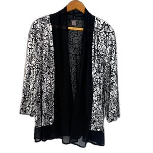 Chicos Easywear Silver Velvet Open Front Cardigan Dressy Cocktail Size 2-12/14